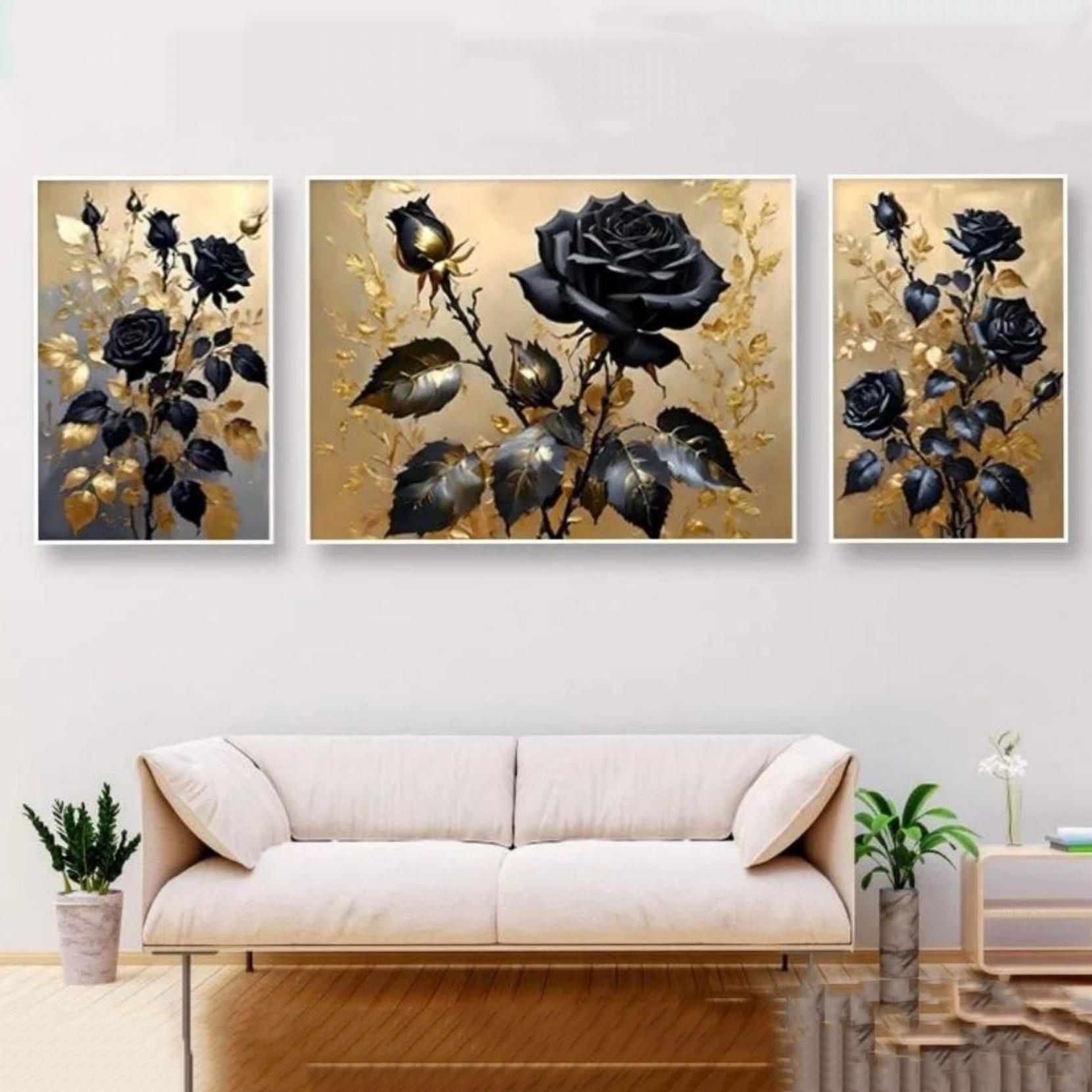 تابلو دکوراتیو ۳تیکه مدرن طرح گل مدل شاهان  کد ۰۰۶۵۴۳