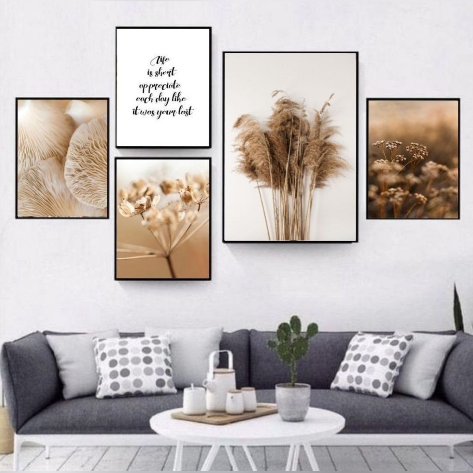 تابلو دکوراتیو ۵ تکه مدرن طرح گندم کد ۰۸e